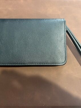 Minimalist Leather Wristlet Clutch in Black